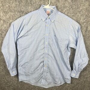 Brooks Brothers Mens 15.5 33 Traditional Non-Iron Glen Plaid Dress Shirt Blue